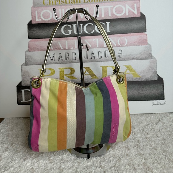 COACH POPPY LEGACY STRIPE HIPPIE SHOULDER BAG 19025 MULTICOLOR - Picture 10 of 15